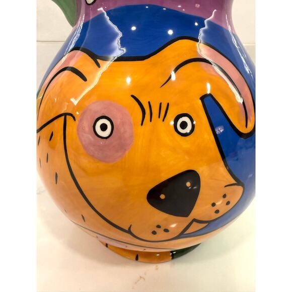 Happy Dog and  Cat by Karen Gelff Dog Pitcher Hand painted - Picture 8 of 9
